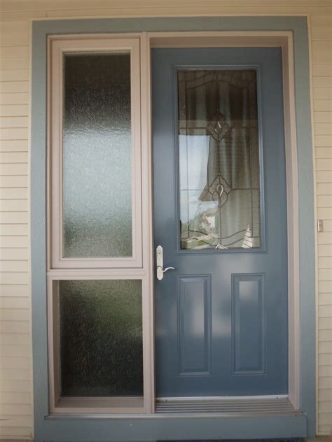 single doors with sidelites blue.